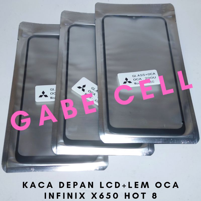 KACA DEPAN LCD+LEM OCA  X650 INFINIX HOT 8