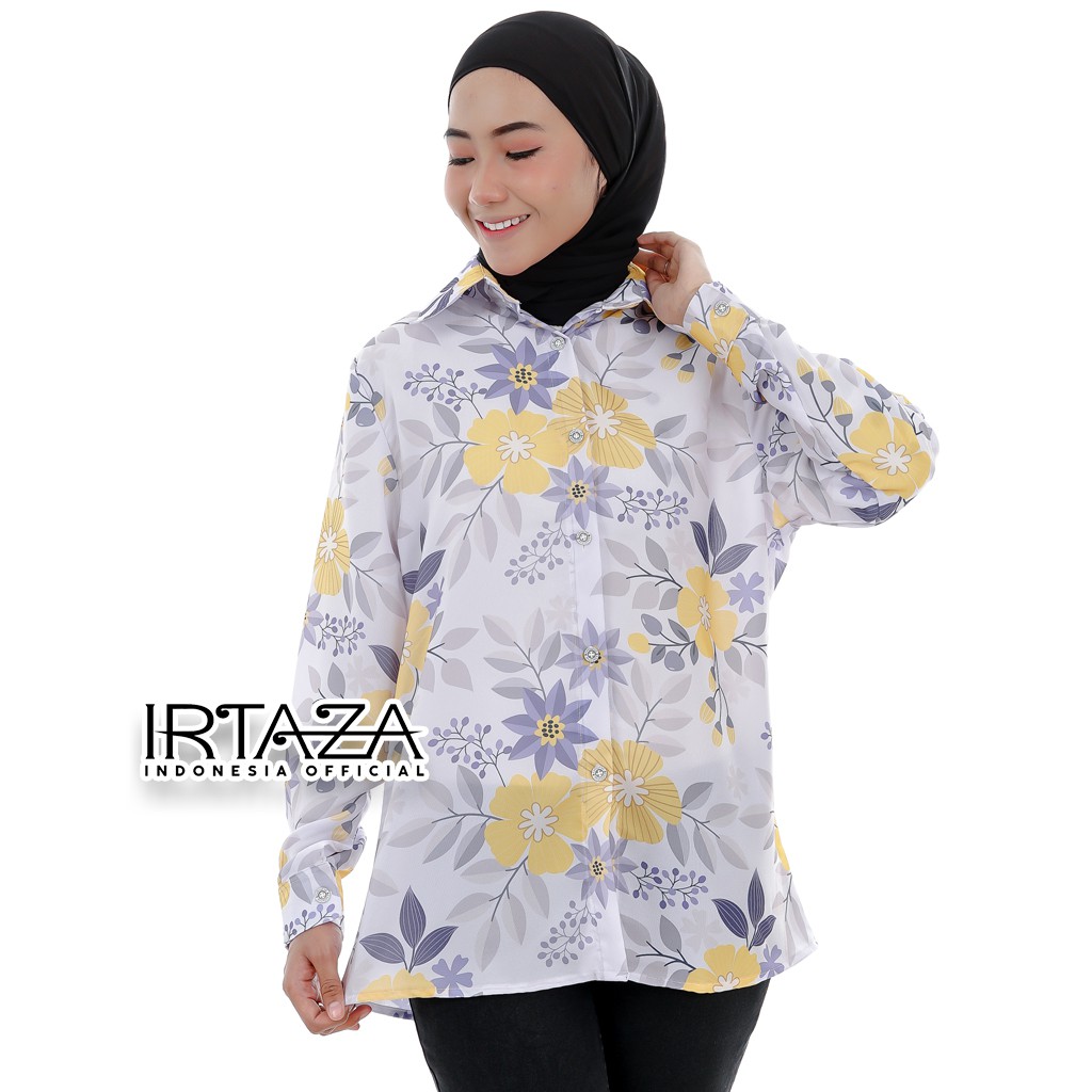 Kemeja Wanita Motif Flower Original Monalisa L XL XXL Jumbo Big Size-SALE C