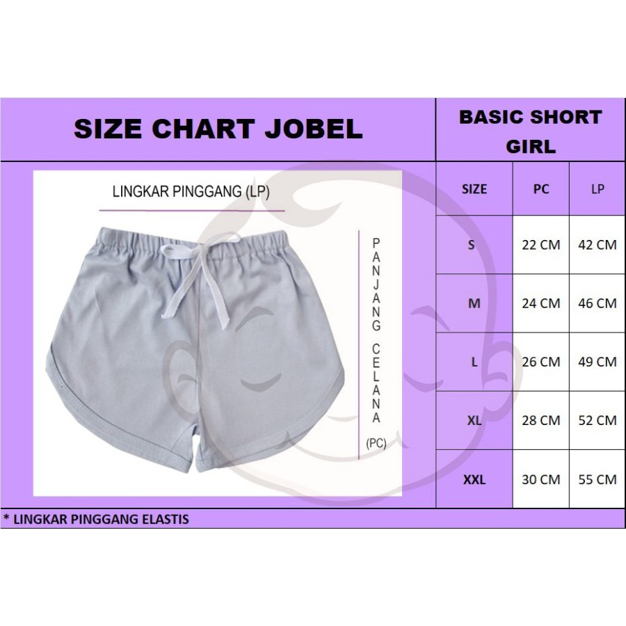 Celana Pendek Anak Perempuan 1 - 5 Tahun Jobel Basic Short Girl Edition