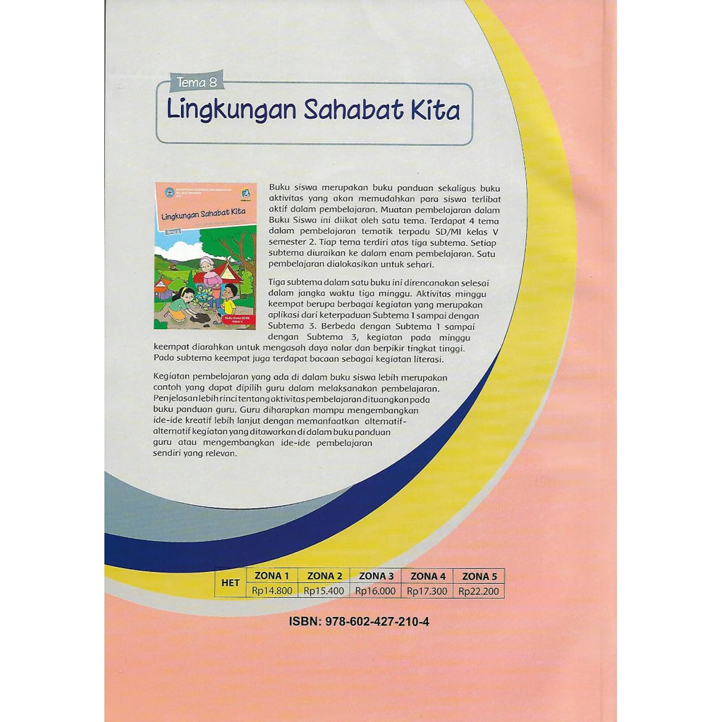 Buku Tematik Tema 8 kelas 5 SD/MI Semester 2 Kurikulum 2013.Lingkungan Sahabat Kita.