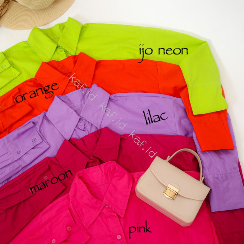 Kemeja Wanita Shirt Katun Jepang / Kemeja Casual Basic Oversize Warna Neon Series Premium Best Seller