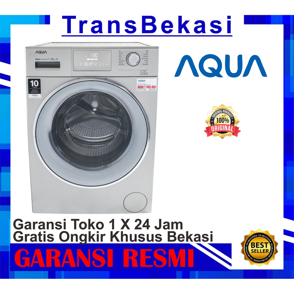 MESIN CUCI AQUA FQW-120876QD FRONT LOADING MESIN CUCI PINTU DEPAN 12KG