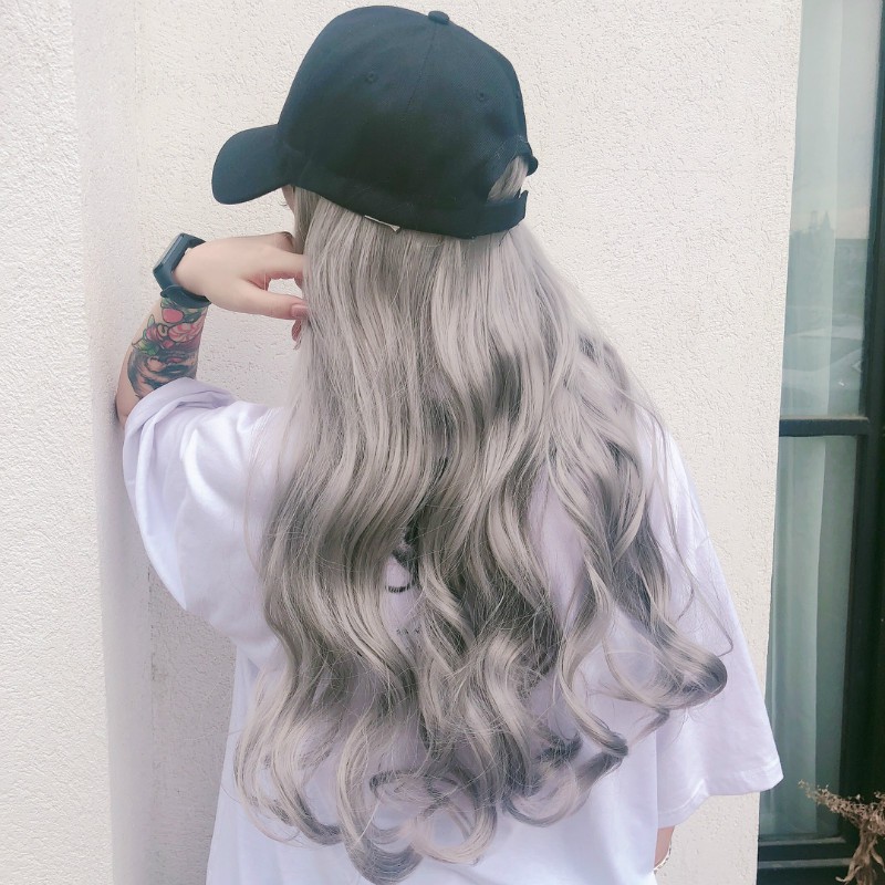 HTW wig topi baseball wig hat rambut palsu hair extension wavy