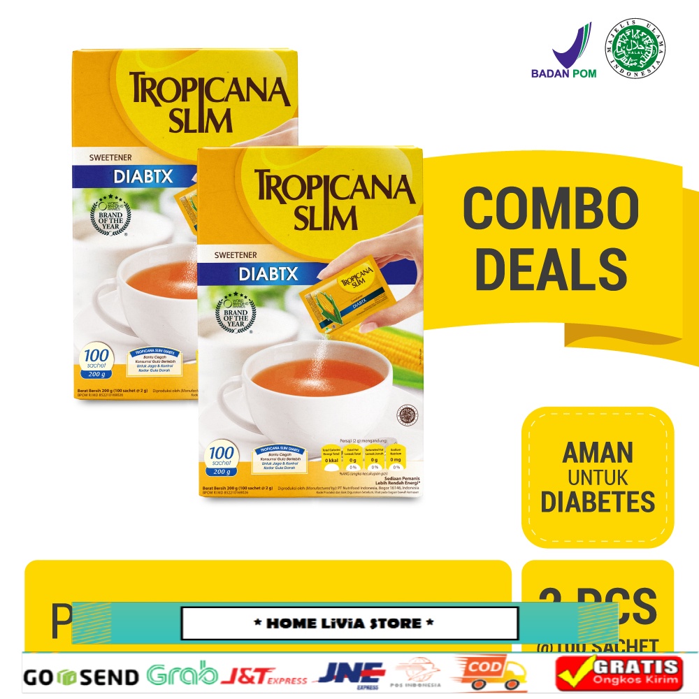 

Twin Pack - Tropicana Slim Sweetener Classic 100 sachet - Pemanis untuk Bantu Batasi Gula