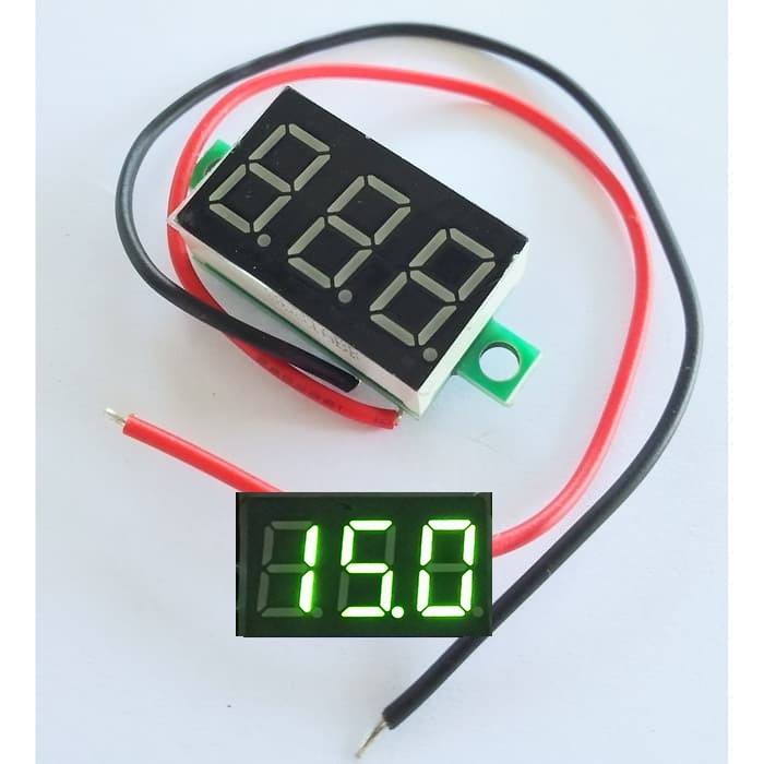 Voltmeter Digital 0.36 Inch 2 Kabel warna Hijau