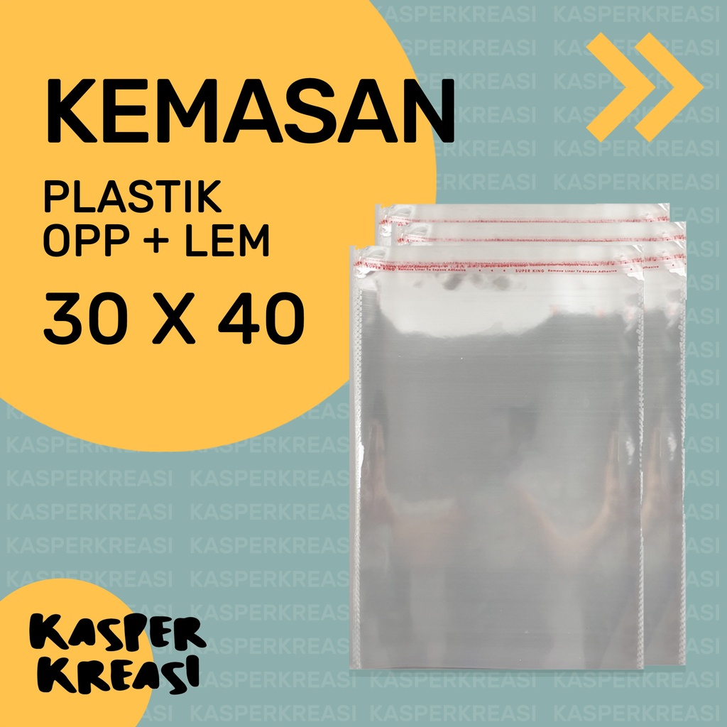 

KEMASAN PLASTIK OPP + LEM / UKURAN 30X40 / OPP SEAL TRANSPARANT