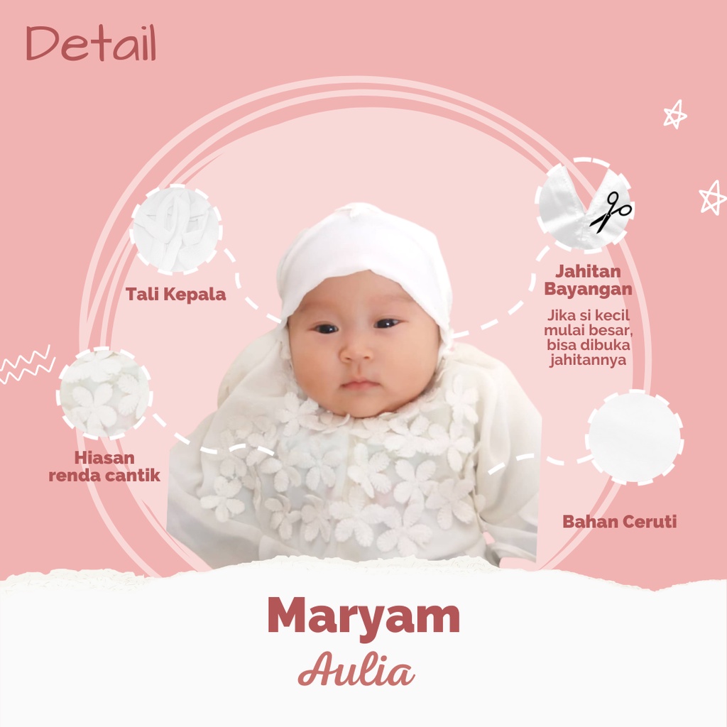 Khimar Jilbab Hijab Kerudung Anak Bayi Balita Baby Ceruty Premium Pesta Adem Lucu Cantik Murah Marya