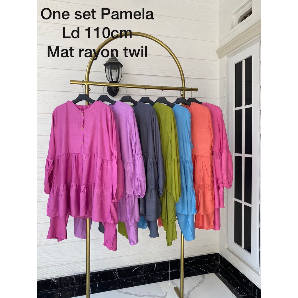 ONE SET WANITA / setelan pamela/ setelan rayon premium/ setelan rayon twill/ setelan wanita terbaru