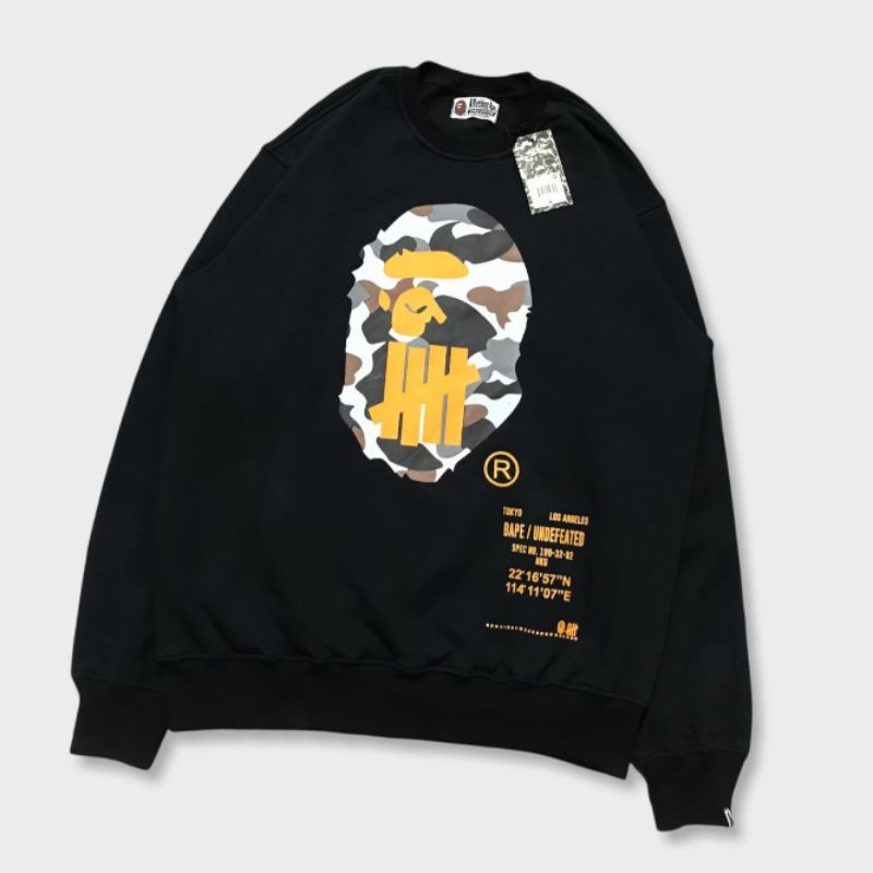 CREWNECK BAPE X UNDEFEATED | SWEATER BAPE HEAD CAMO FULL TAG PREMIUM