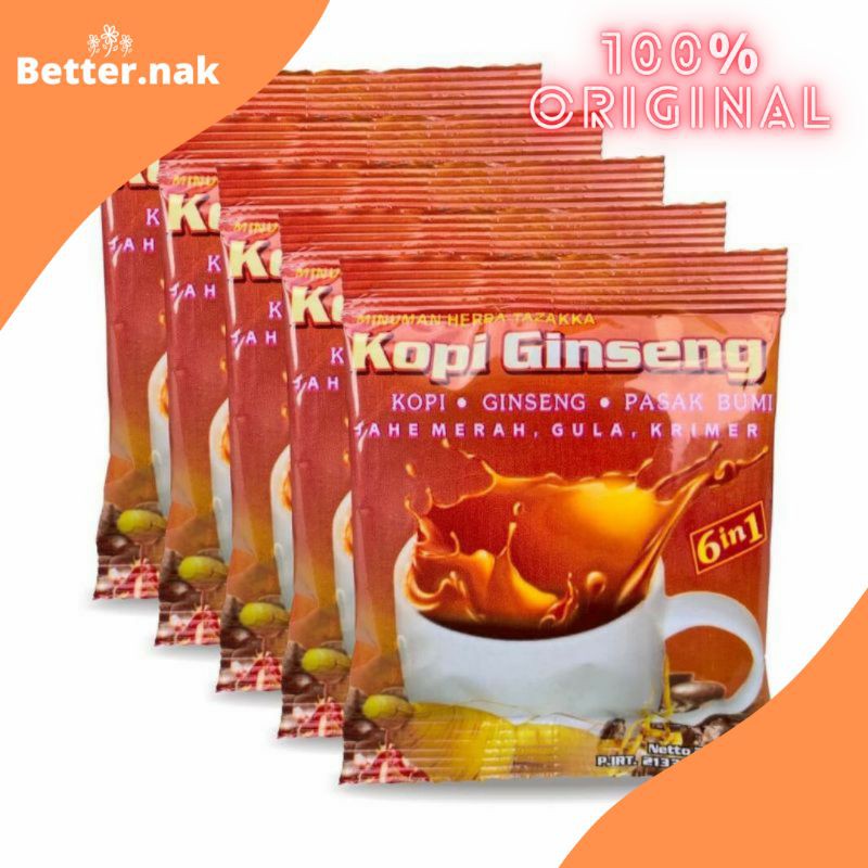 

Minuman Sachet Instan Kopi Ginseng Pasak Bumi Herbal Stamina Tazakka 6 in 1 Original 100% Original