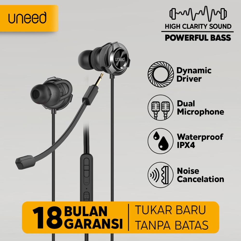 UNEED In-Ear Gaming Earphone with Dual Microphone Wired - UEP131N