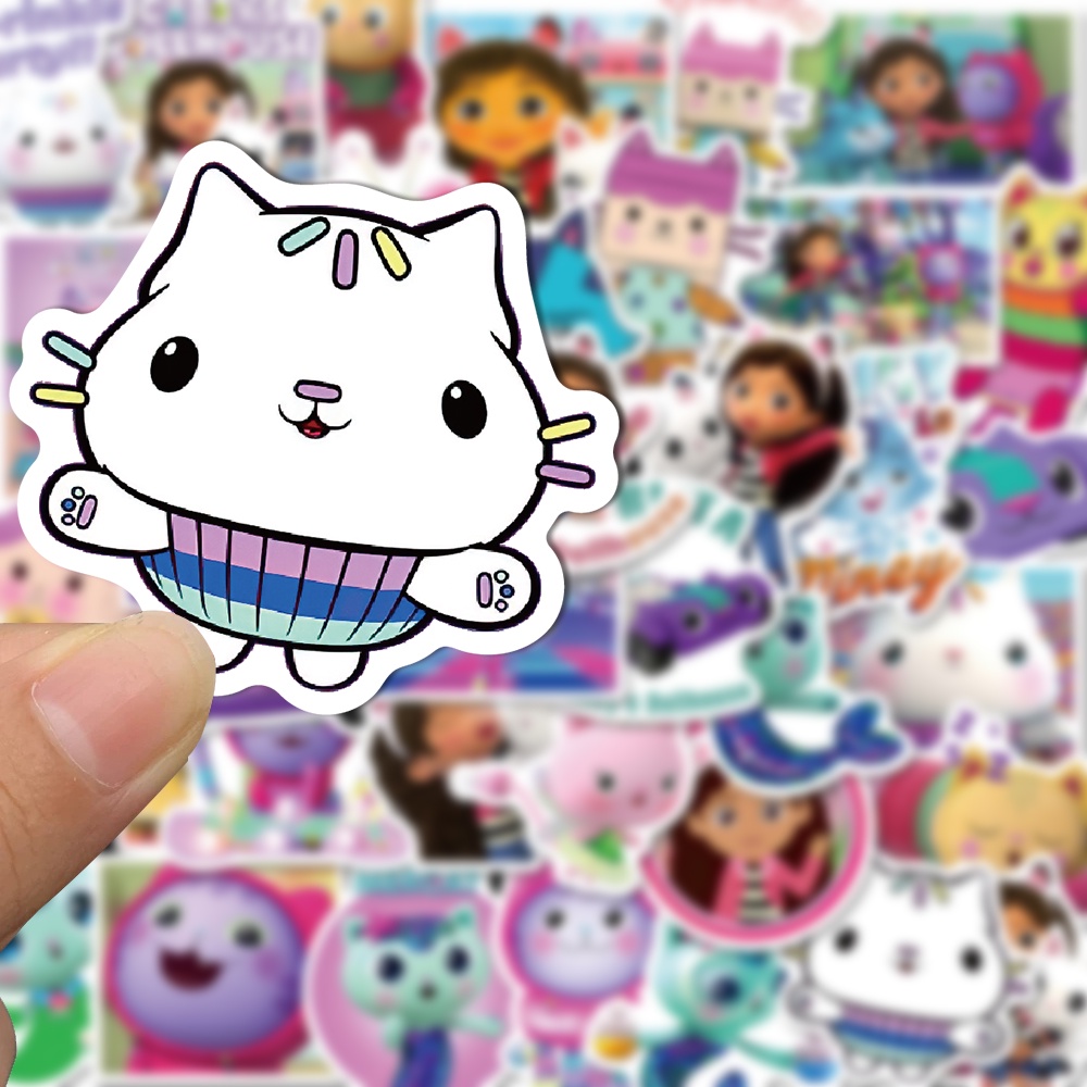 50pcs Stiker Motif Kartun Gabby 's Untuk Dekorasi Komputer / Gelas Air