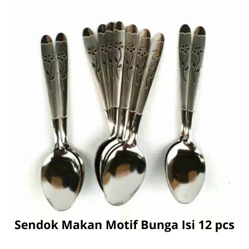 [BISA COD] PROMO Sendok Garpu Makan Motif Ukiran Bunga Isi 24 pcs Stainless Tebal Anti Karat Berkualitas