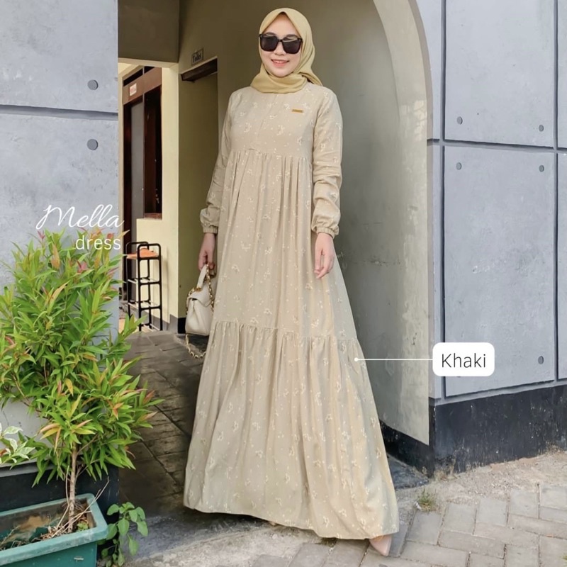 DYN -  Basic Mella Dress - Gamis Wanita Rayon Premium Busui Friendly-Khaki defect