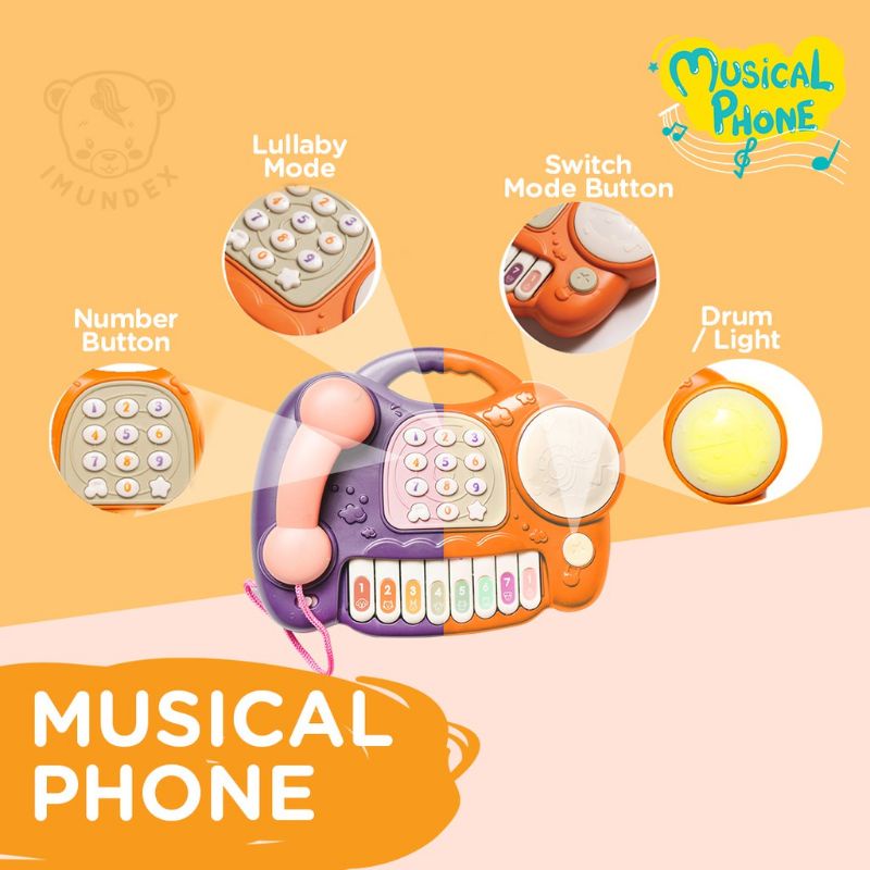 Imundex Musical Phone 8in1 Mainan Telpon Anak Bayi Mainan Musik Mainan Edukasi Sensorik Motorik Bayi