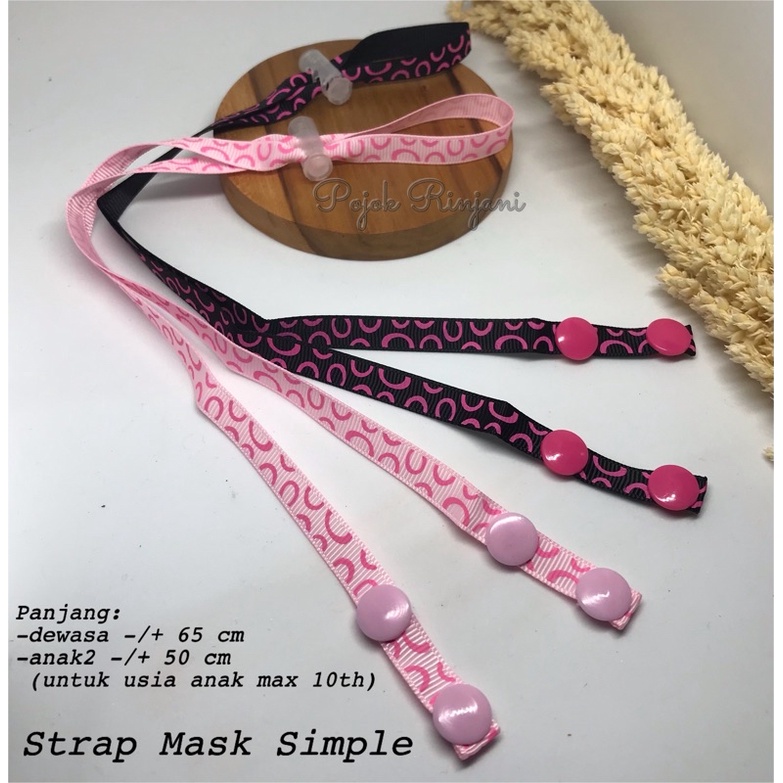Strap masker simple tali kalung masker konektor hijab sederhana dengan snap button kancing jepret