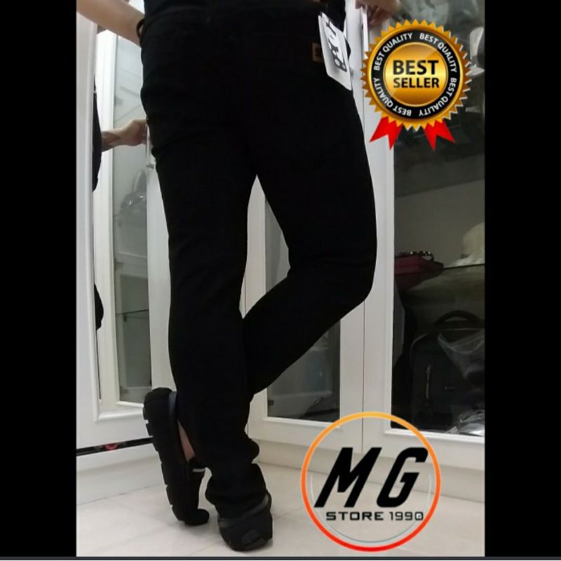 CELANA PANJANG JEANS HITAM PEKAT PRIA LAKI LAKI STRET SLIM FIT DENIM SKINNY