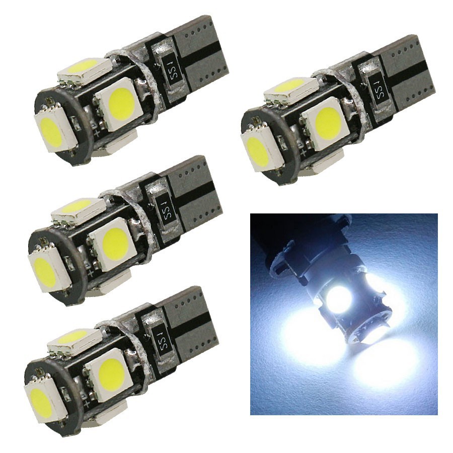 1 pc Lampu LED T10 Canbus 5SMD 5050 194 W5W 501 Warna Putih Untuk Lampu Belakang Mobil