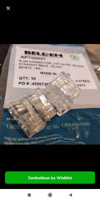 Belden Konektor RJ45 Cat5e isi 50pcs Original