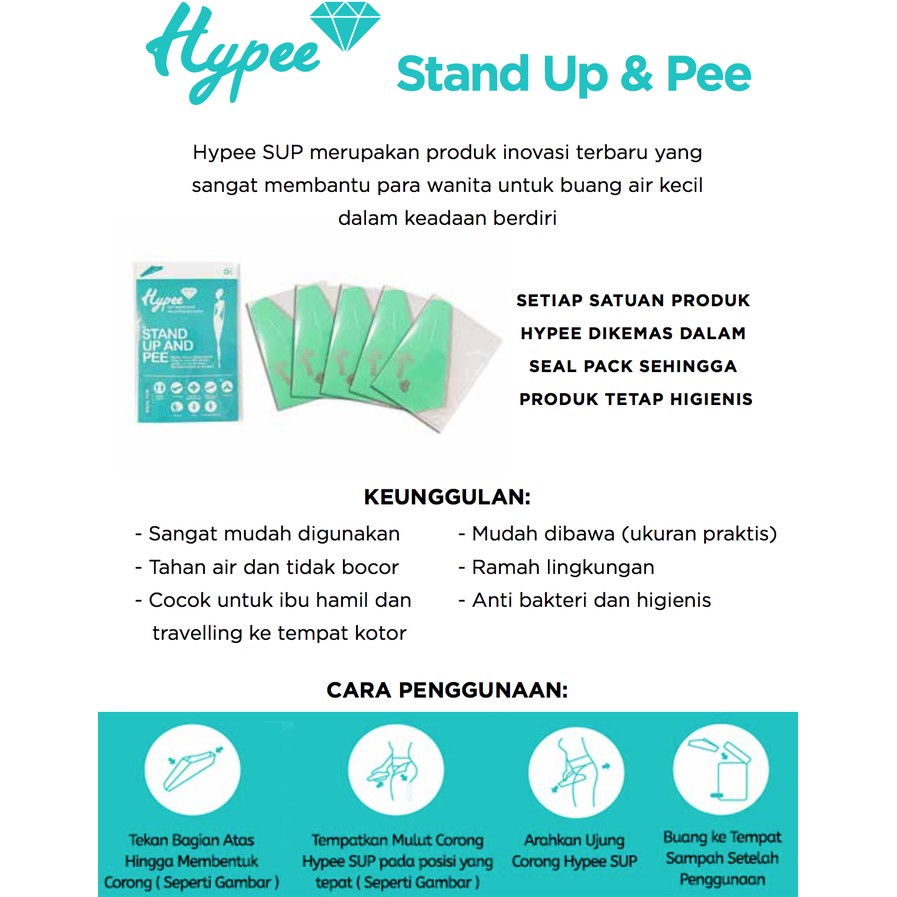 Hypee Stand Up And Pee Isi 5pcs - Corong Pipis Wanita Sekali Pakai Pispot