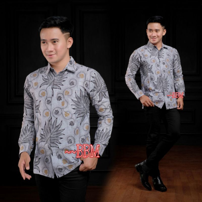 Kemeja batik pria lengan panjang size m l xl xxl