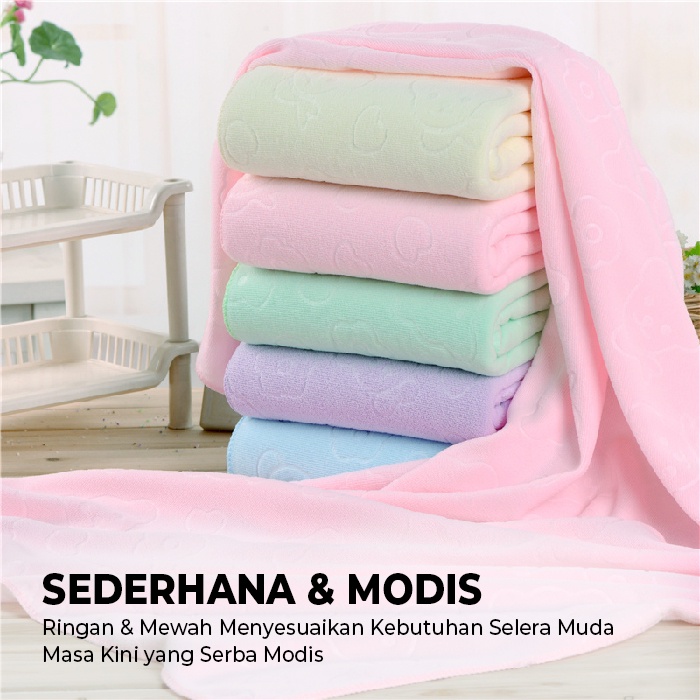 Handuk Mandi Lembut Bahan 100% Polyester Handuk Mandi Standar Dewasa Bermotif Bunga Ukuran 70cm X 140cm H16