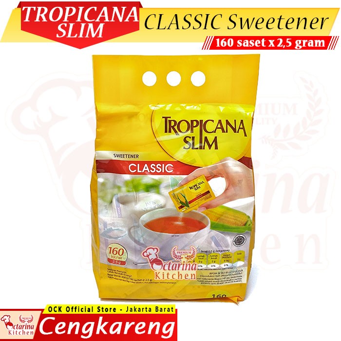 

Terlaris Tropicana Slim CLASSIC 160 sachet @2,5 gram - Sweetener / Gula Jagung