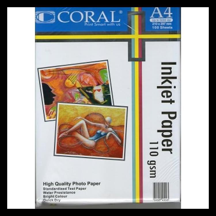 

Coral Inkjet Paper A4-110 Gr (Pack=100 Sheet) Diskon