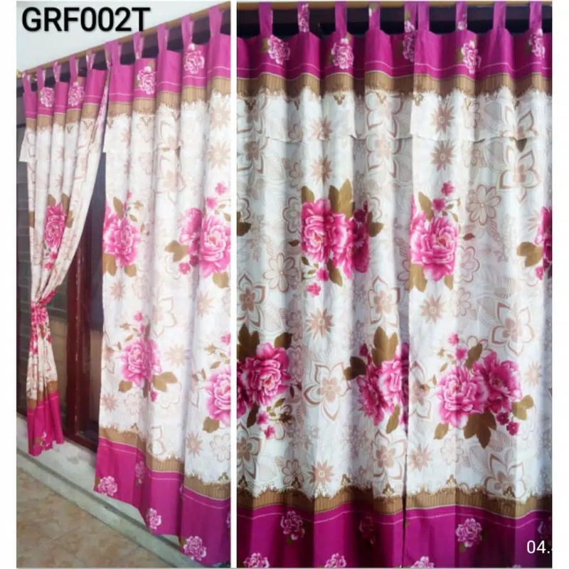 gorden pintu bunga pink