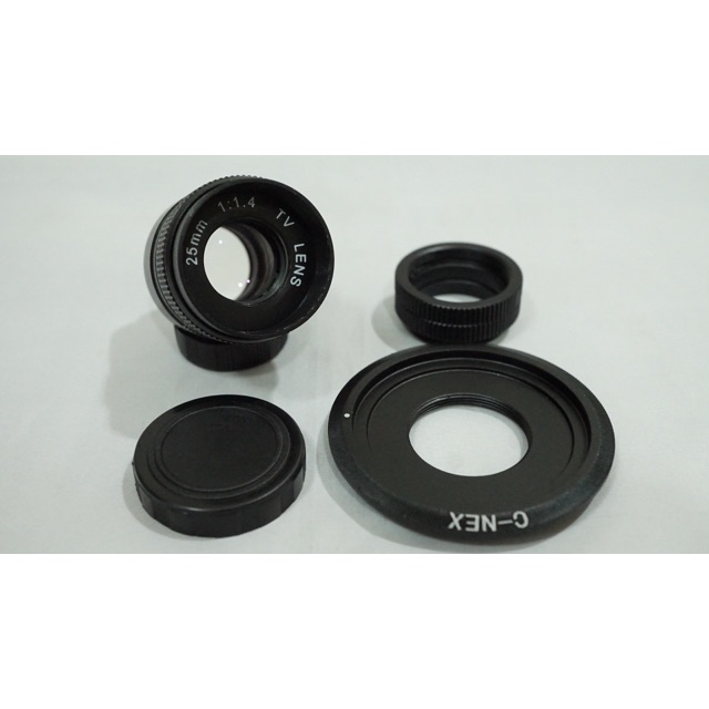 Lensa Fujian 25mm F1.4 CCTV Lens . C Adapter . 2x Macro Ring
