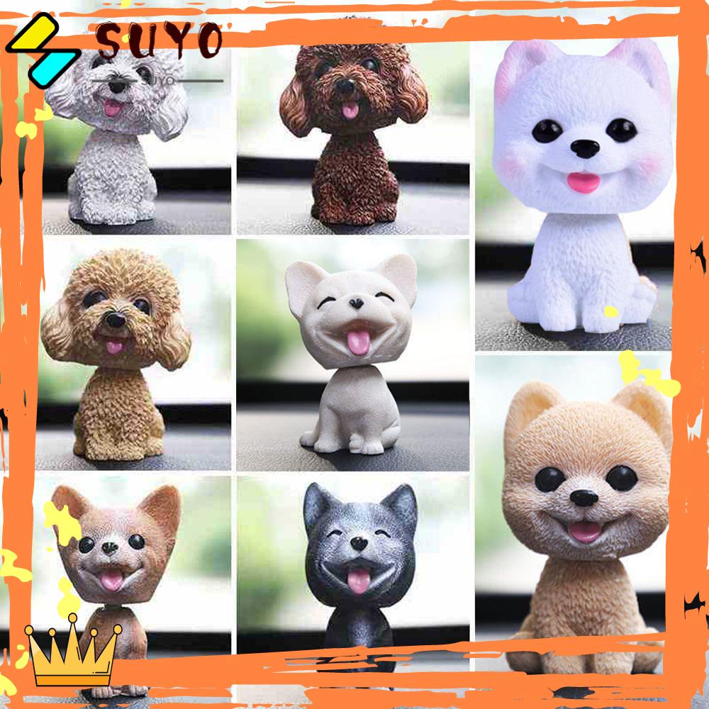 SUYOU 1PC Cute Nodding Puppy 8 Styles Car Swing Toys Shaking Head Dog New Vinyl Resin Car Interior Dashboard Ornament