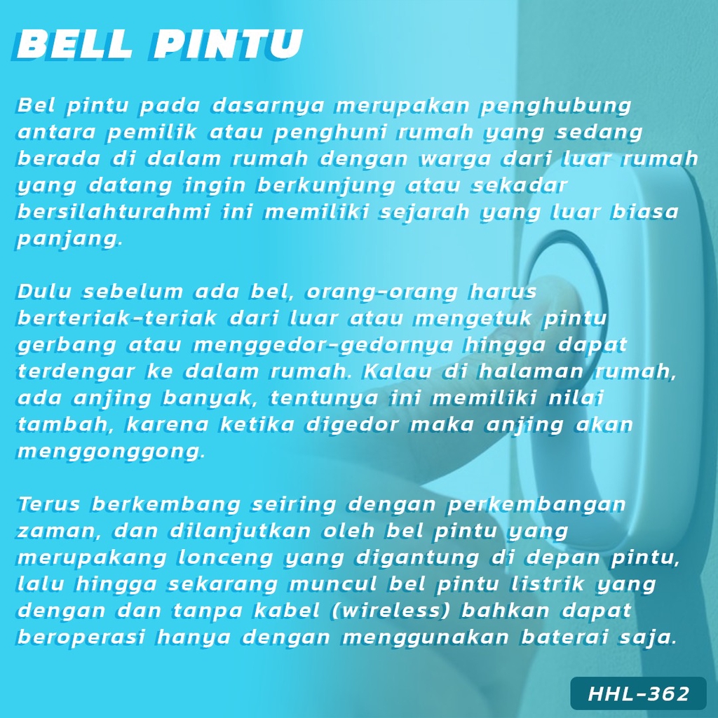 DOORBELL WIRELESS . Bel Rumah Wireless Door Bell Waterproof Pintu 1 Receiver Bel Pintu Pagar Kantor