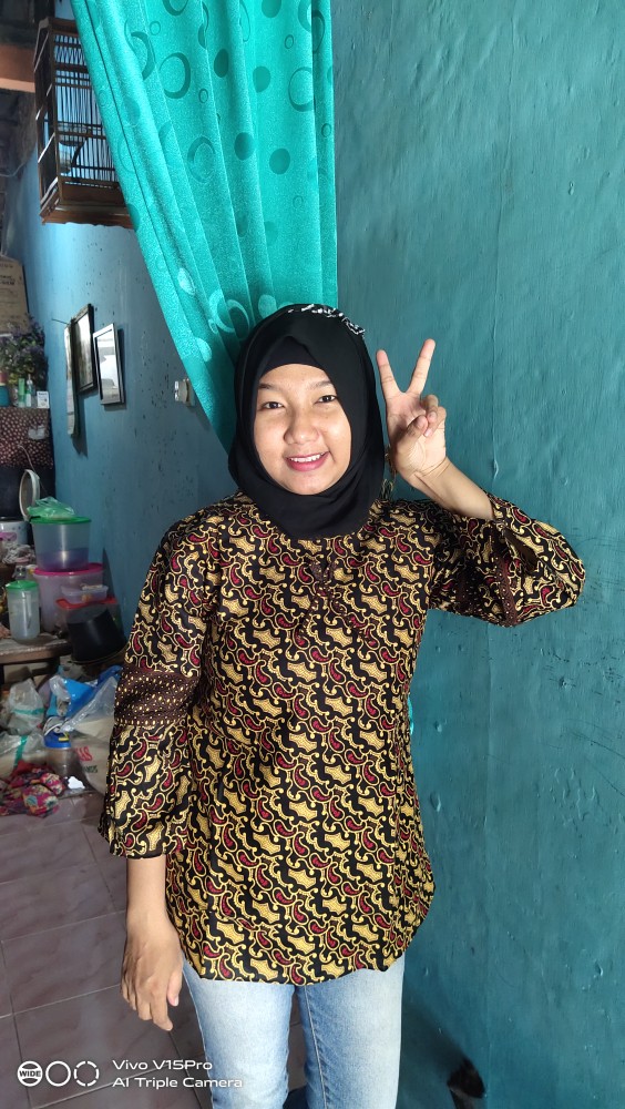 Batik Wanita Blus Couple Kemeja Pendek Pria Sogan Murah - Blouse Batik