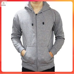 JAKET ZIPPER HOODIE POLOS ABU MUDA / Jaket Zipper Polos Abu Muda