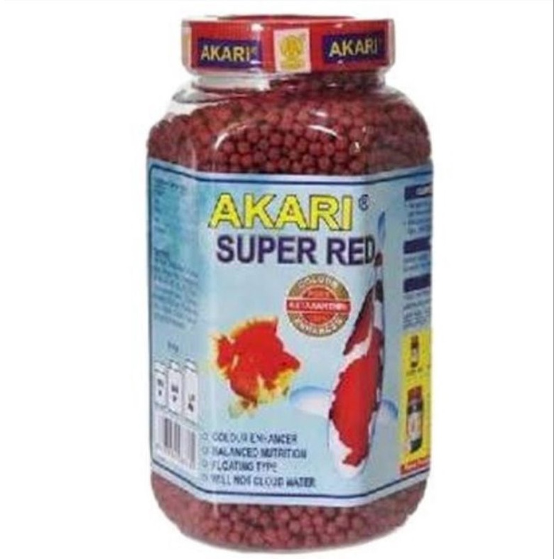 pelet pakan ikan koi akari super red / spirulina toples 300 gram