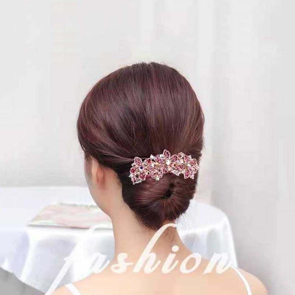 Needway   Wanita Sisir Rambut Hiasan Kepala Geometris Jepit Rambut Ponytail Holder Gadis Poni Klip Rhinestones Kristal Rambut Klip