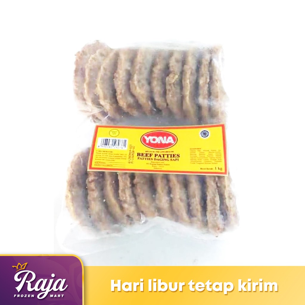 

Yona Patties Daging Sapi (Beef Patties) 1kg / Beef Burger / Frozen Food / Kentang Goreng /