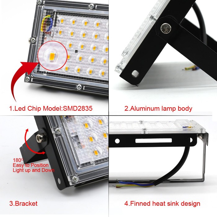 Lampu Sorot Flood Light Waterproof 4500 Lumens 50W Cahaya Putih 6500K