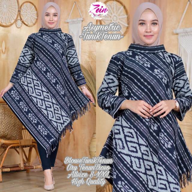 Tunik Batik Asimetris Tenun Troso Zein Solo | Shopee Indonesia