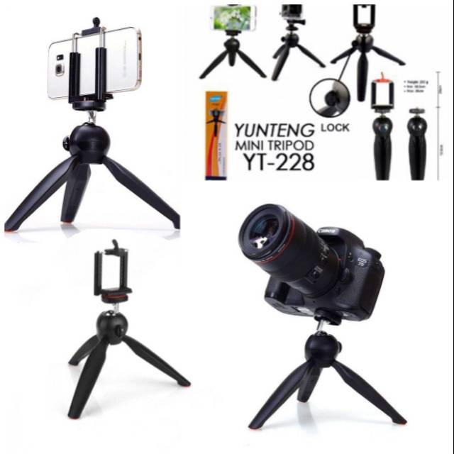 Tripod Mini Lock Yunteng YT-228 Holder Handphone - Kaki Yunteng - Penyambung Tongsis Yunteng - Stick
