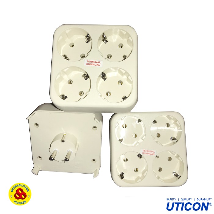 Uticon Stop Kontak 4 in 1 + Steker Plug S-448 NA Multi Socket 4 Lubang