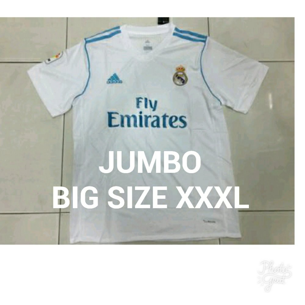 Promo JERSEY BOLA JUMBO BIG SIZE XXXL 3XL REAL MADRID HOME 2017 2018 GRADE ORI Diskon