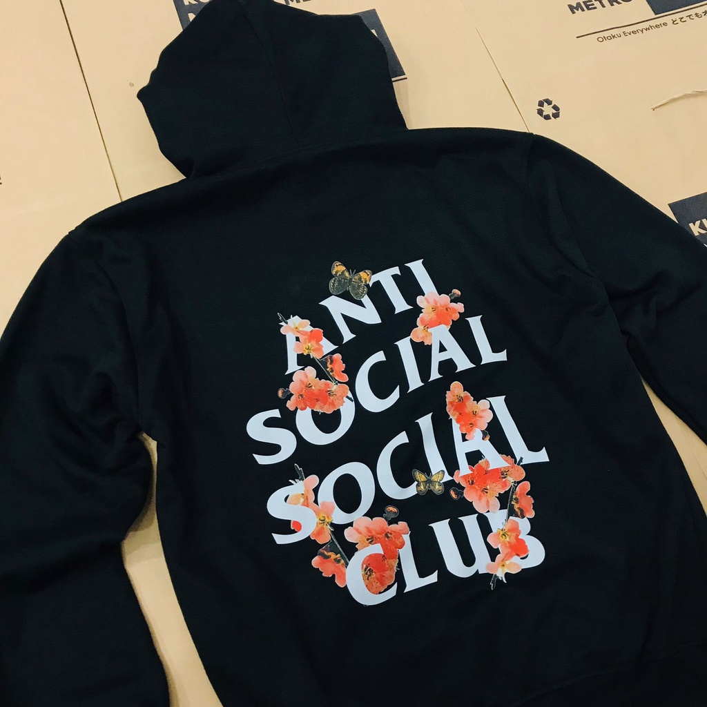 Hoodie Couple Anti Social Social Club Floral Blossom Premium Cotton Fleece