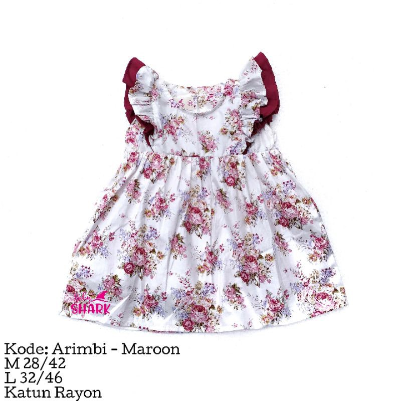 Pakaian Dress dan Bandana Bayi Anak Perempuan Katun Jepang Motif Bunga Kombinasi Polos Rempel Cantik