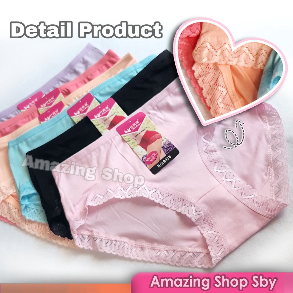 1 Lusin (12 Pcs) CD Celana Dalam Wanita Import NOUV Renda Murah