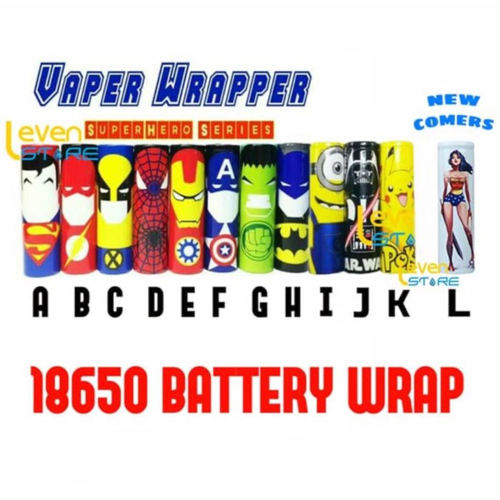 Wrap Baterai Karakter 18650 / Stiker Pelindung Baterai - Wrap Batre 18650 - Wrap Baterai 18650 sampul baterai