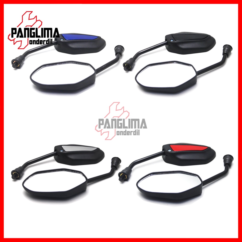 Spion Set Variasi Protex Honda Semua Jenis Motor Honda Drat Kanan Baut 14 Beat-Vario-Scoopy-Spacy-Revo-Grand-Supra-PCX-Tiger Sepion Kaca Universal Abu-Merah-Biru-Hitam