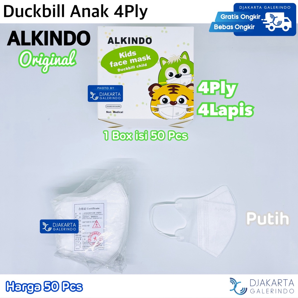 Masker Duckbill Anak 4Ply Alkindo isi 50Pcs