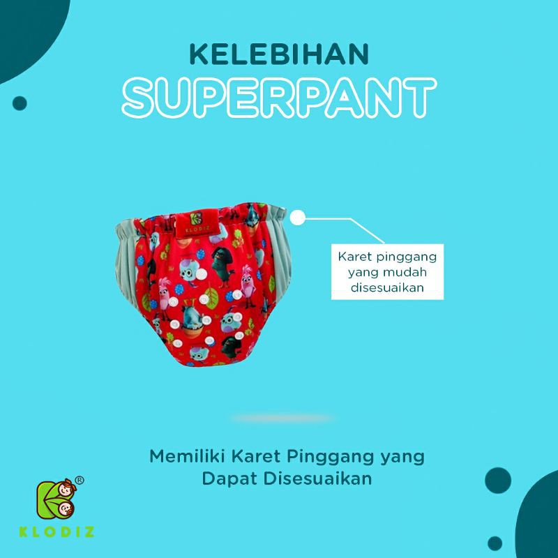 Clodi Klodiz Superpant 5-20 kg plus 2 Insert Microfiber 530 ml / Popok Kain Modern Bayi