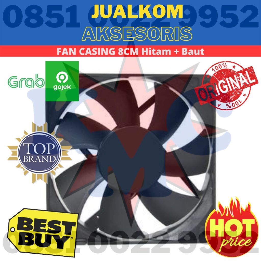 FAN CASING 8 CM HITAM + BAUT